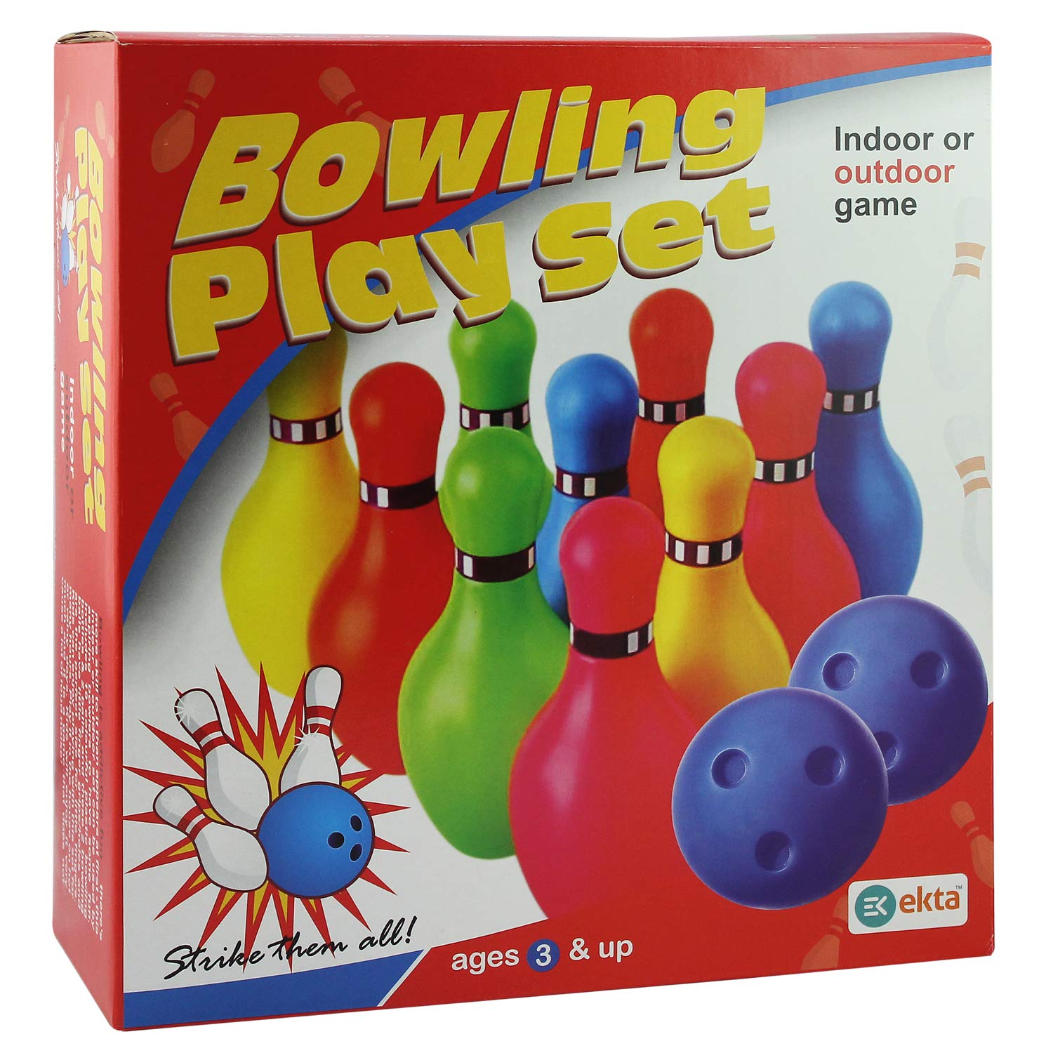 EKTA Kid Bowling Set (Medium) 6 Pins, Multi Color